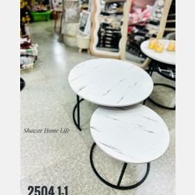 طاولة+ سكملة ماربل- ابيض