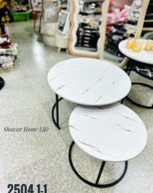 طاولة+ سكملة ماربل- ابيض