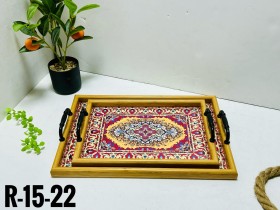 طقم صواني خشب منقش