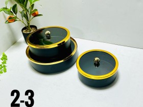 طقم ضيافة 3 قطع معدن وجه زجاج